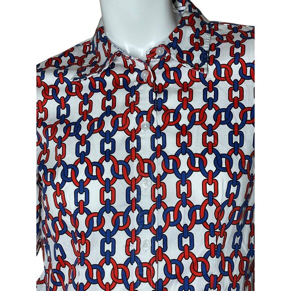 Jones New York Petite Small Womens Long Sleeve Button-Up Shirt Chain Link Print - Picture 3 of 13